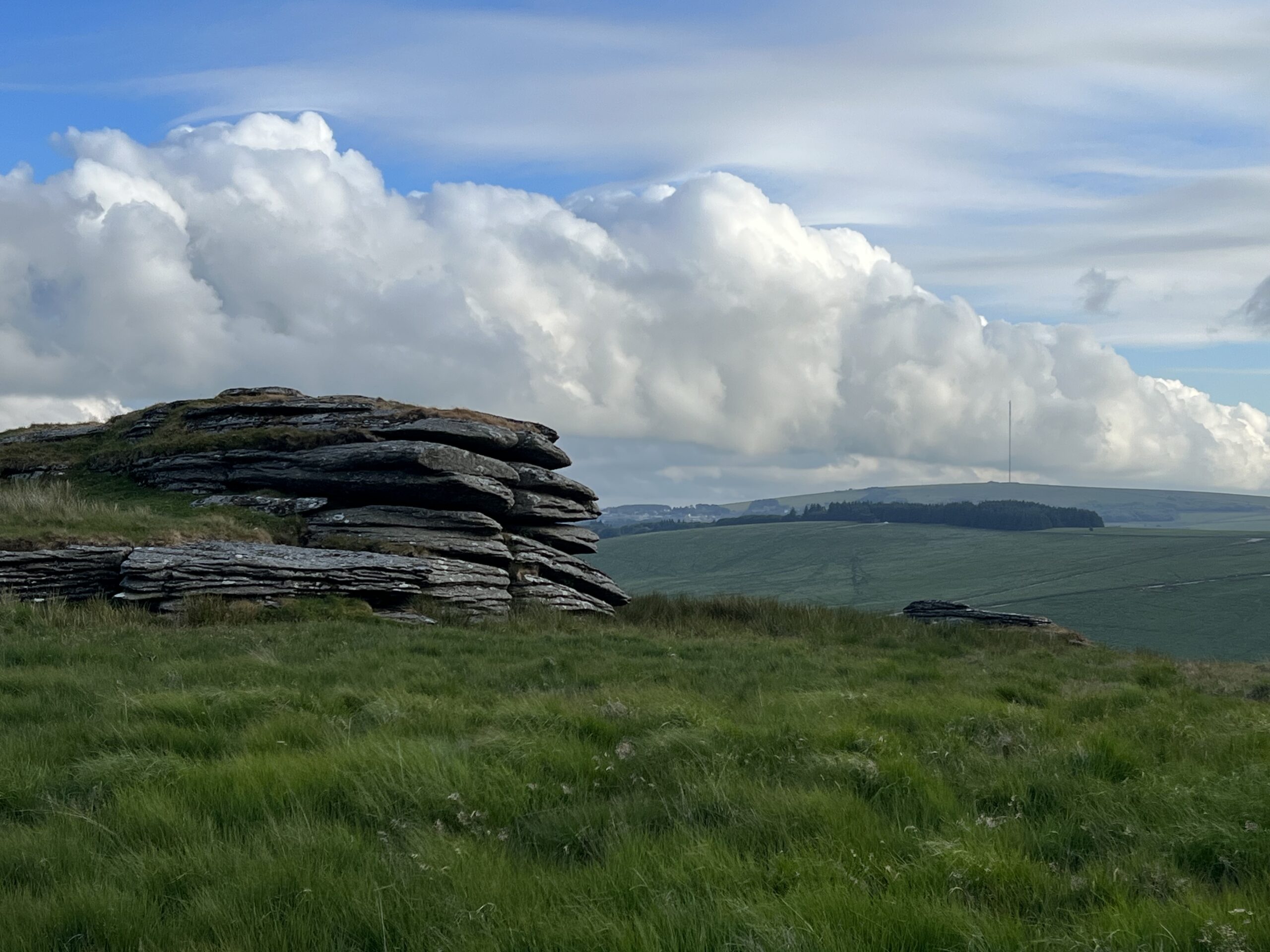 Looking back towards Princetown and North Hessary Tor from Lydford Tor.